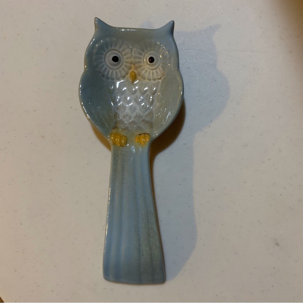 Ceramic Owl Spoon Rest Dishwasher Safe 10.75” x 4”